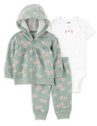 ست سه تیکه سوییشرت شلوار کارترز طرح سبز گل گلبهی .........................................18891