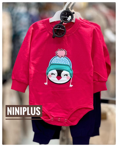 ست بادی شلوار دورس طرح سرخابی پنگوئن.................19325