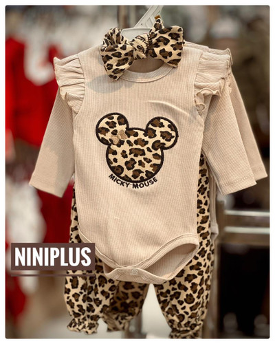 ست سه تیکه بادی شلوار و هد پلنگی مینی موس .......17708