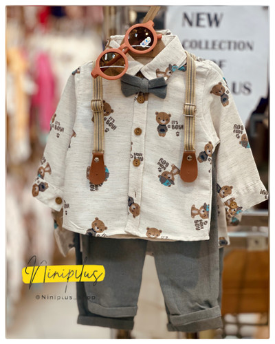 ست 4 تیکه پیراهن شلوار ساسپندر ترک تدی .......................20087