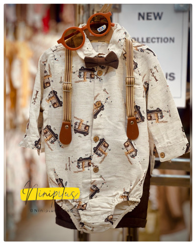 ست 4 تیکه بادی شلوار ساسپندر ترک ماشین .......................20065