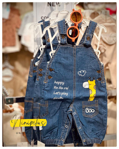 بیلر جین نوزادی آستردار با طرح زرافه | مناسب ۳ ماه تا ۱ سال ............................20124