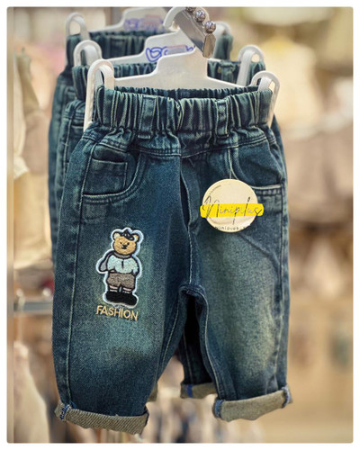 شلوار جین نوزادی کشی طرح خرس | مناسب ۶ ماه تا ۲سال ............. کد 19447