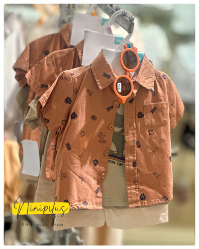 ست 3 تیکه پیراهن شورت کرمی دایناسور تاهیتی ..........................................................19312