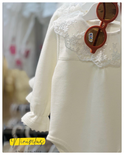 زیرسارافونی نخی مجلسی دخترانه مدل یقه گیپور | مناسب ۳ ماه تا ۳ سال....... 18913 (4630)